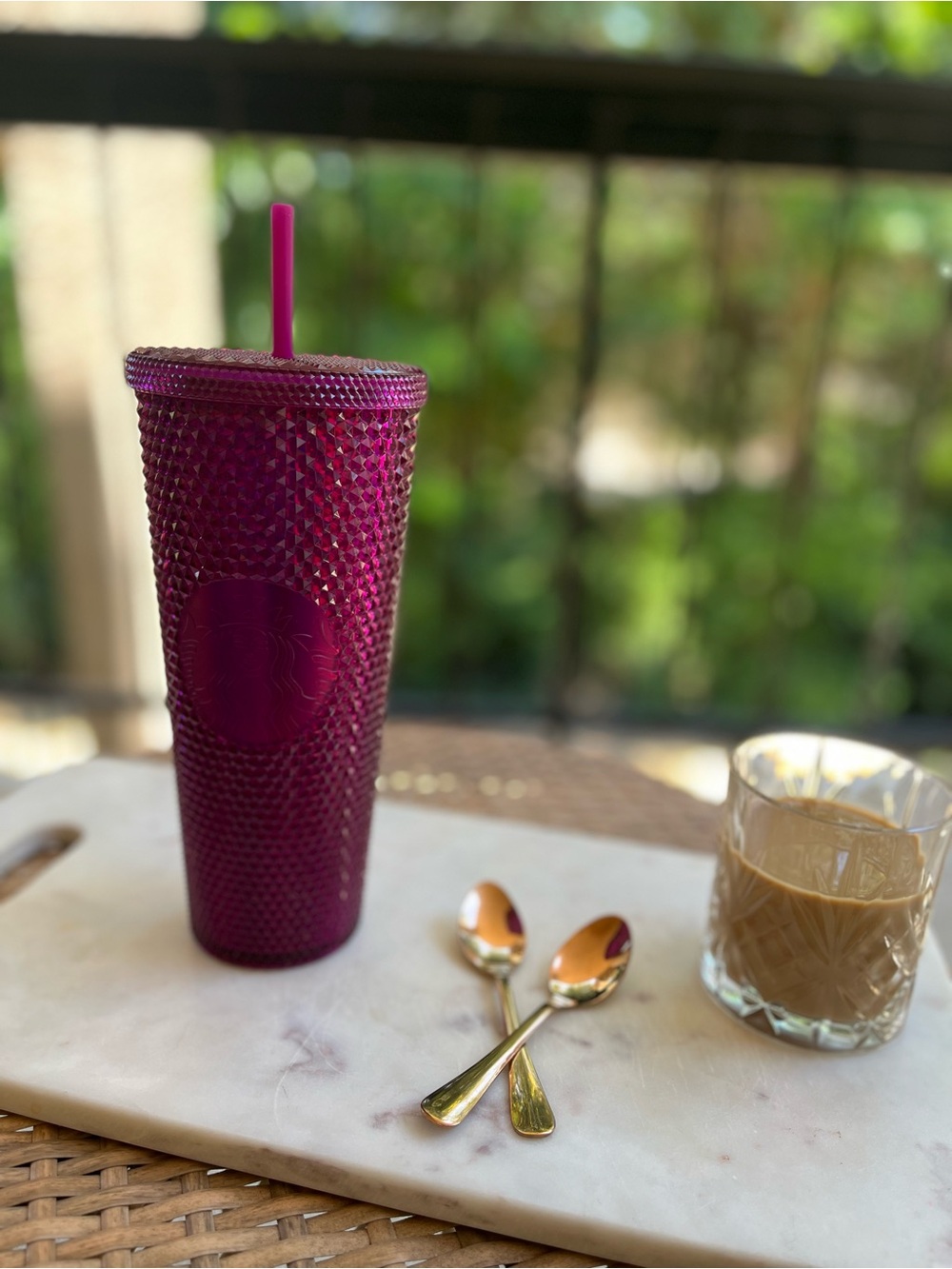 Starbucks Fuchsia Studded Reusable Tumbler with Straw